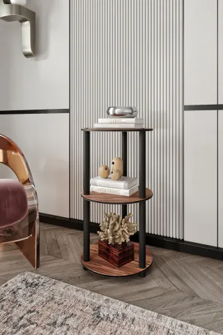 3 Katlı Dekoratif Yuvarlak Kitaplık